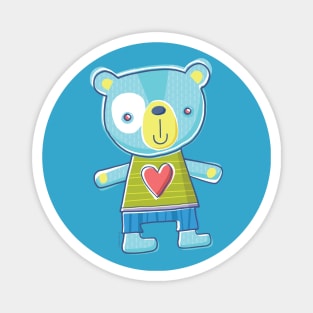 Blue Teddy Bear Cartoon Magnet